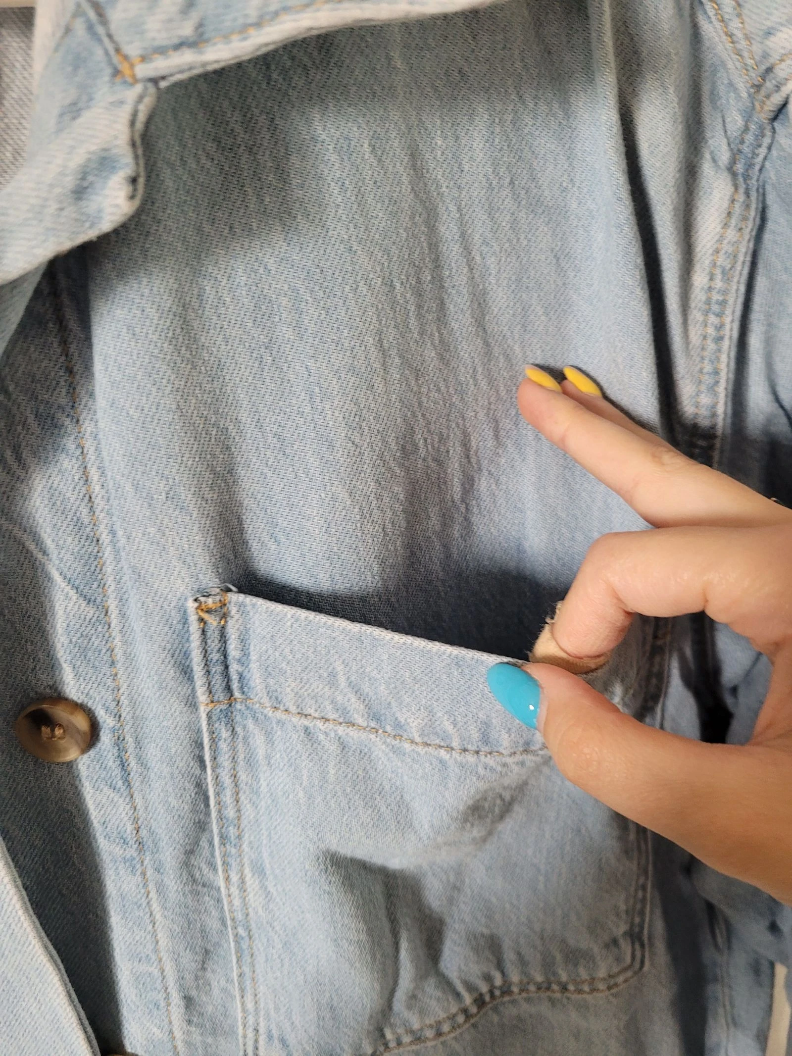 Veste jeans Zara azul claro com cinto – Tamanho G – photo 4
